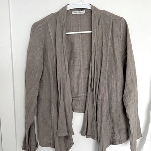 Tempo Paris taupe/beige linen open jacket, Small